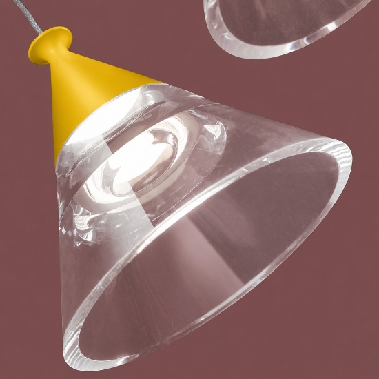 Lampadario a sospensione moderno conica giallo led 35w cct 3000k 4000k