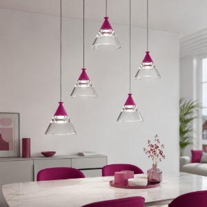 Lampadario a sospensione moderno conica magenta led 35w cct 3000k 4000k