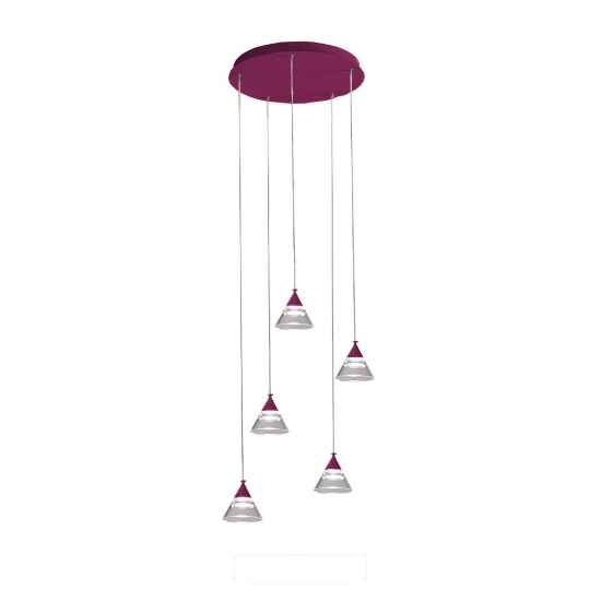 Lampadario a sospensione moderno conica magenta led 35w cct 3000k 4000k