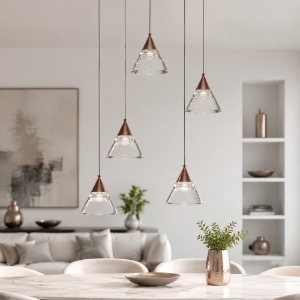 Lampadario a sospensione moderno conici rame opaco led 35w cct 3000k 4000k