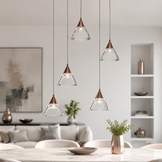 Lampadario a sospensione moderno conici rame opaco led 35w cct 3000k 4000k