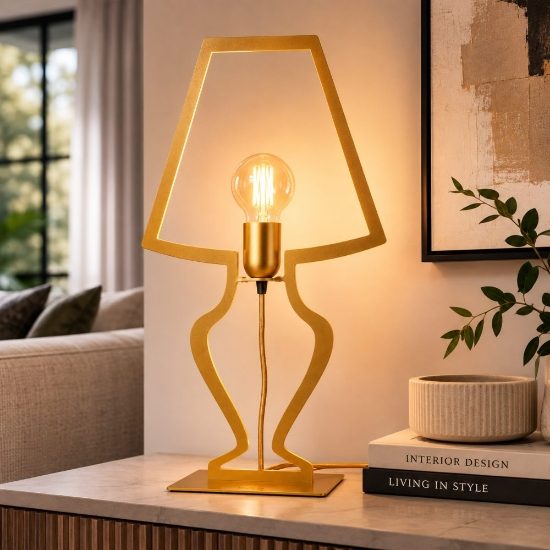 Lampada da tavolo per soggiorno contemporanea oro trasparente