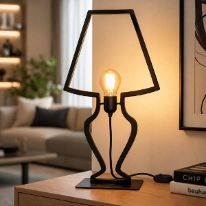 Lampada nera da tavolo soggiorno design minimalista