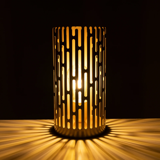 Lampada da tavolo design moderno cilindro oro
