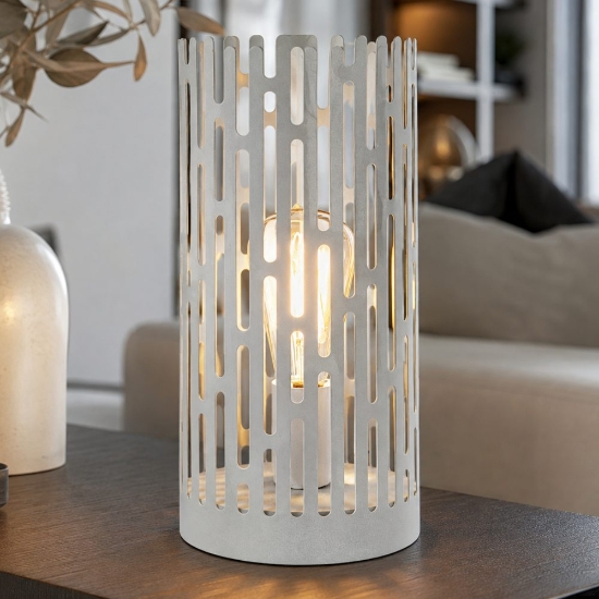 Lampada da tavolo bianco marmo design cilindro moderno
