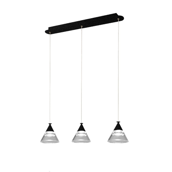 Lampadario a sospensione conico nero per cucina led 21w cct 3000k 4000k