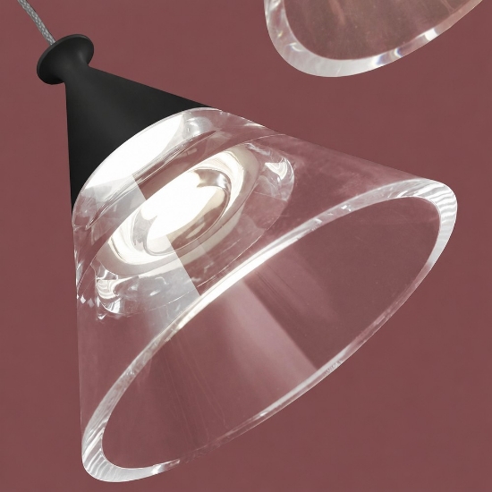 Lampadario a sospensione conico nero per cucina led 21w cct 3000k 4000k