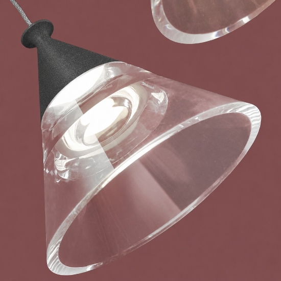 Lampadario a sospensione moderno per cucina conico antracite led 21w cct 3000k 4000k