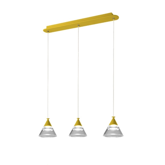Lampadario a sospensione conico moderno giallo girasole per cucina led 21w cct 3000k 4000k