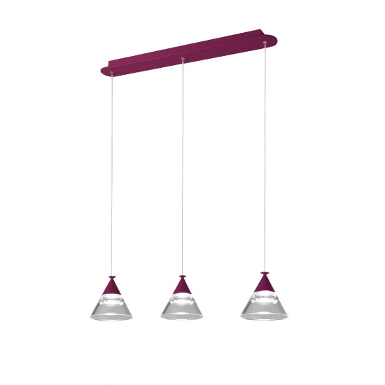 Lampadario a sospensione conico moderno magenta per cucina led 21w cct 3000k 4000k