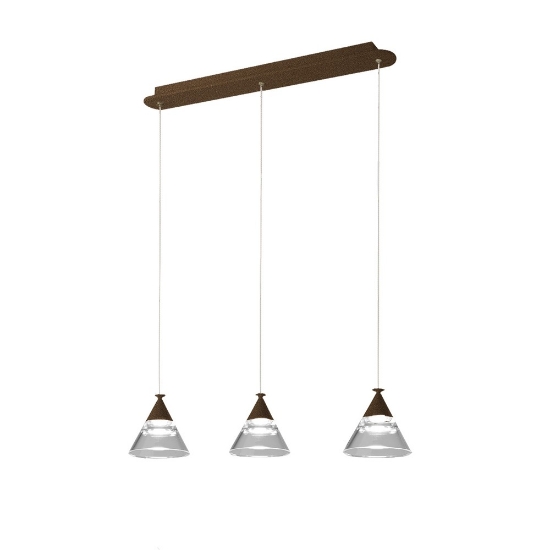 Lampadario a sospensione conico moderno ruggine per cucina led 21w cct 3000k 4000k