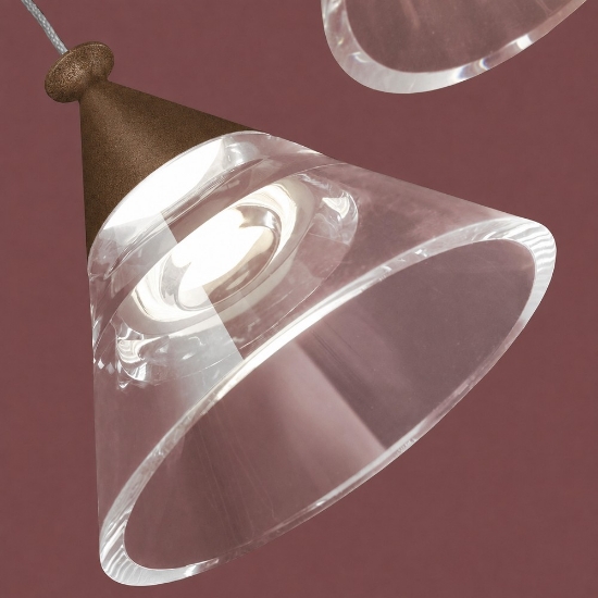 Lampadario a sospensione conico moderno ruggine per cucina led 21w cct 3000k 4000k