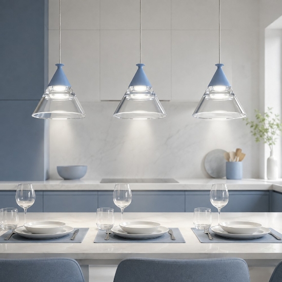 Lampadario a sospensione conico moderno carta da zucchero per cucina led 21w cct 3000k 4000k