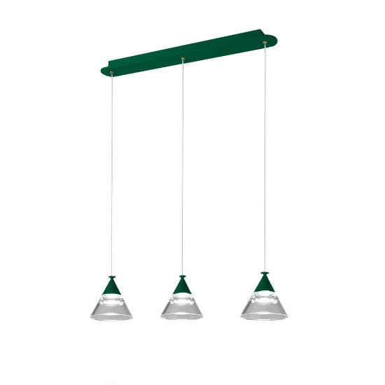 Lampadario a sospensione moderno per cucina conico verde bosco led 21w cct 3000k 4000k