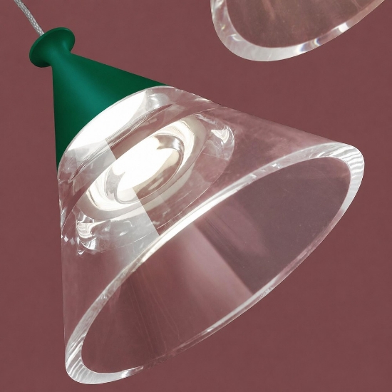 Lampadario a sospensione moderno per cucina conico verde bosco led 21w cct 3000k 4000k