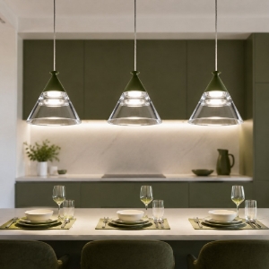Lampadario a sospensione verde oliva per cucina led 21w cct 3000k 4000k