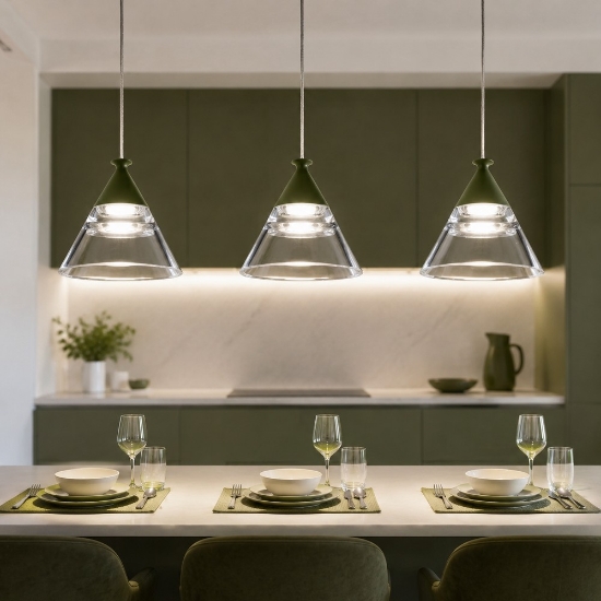Lampadario a sospensione verde oliva per cucina led 21w cct 3000k 4000k