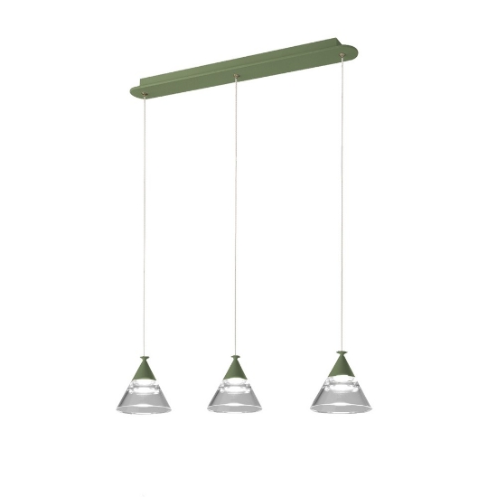 Lampadario a sospensione conico moderno verde salvia per cucina led 21w cct 3000k 4000k