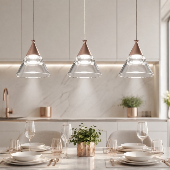 Lampadario a sospensione conico moderno sabbia per cucina led 21w cct 3000k 4000k
