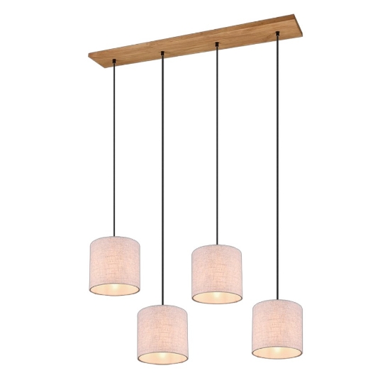 Lampadario sabbia legno con 4 luci per cucina
