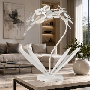 Lampada da tavolo moderna design orchidea bianca