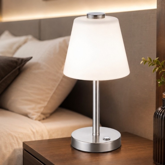 Abat jour da comodino nichel opaco vetro led 4w 3000k