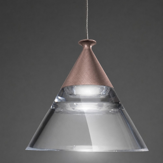 Lampadario a sospensione conico moderno oro rosato per cucina led 21w cct 3000k 4000k