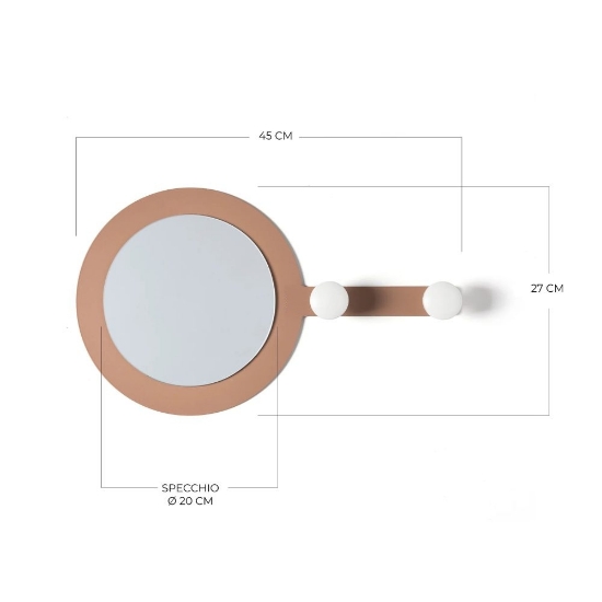 Appendiabiti bianco da parete con specchio moderno