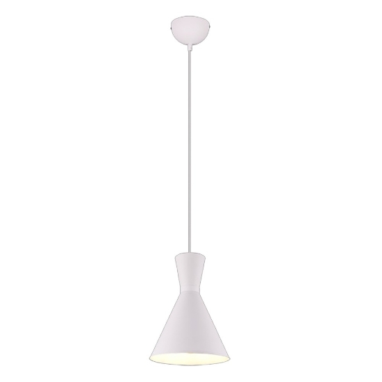 Lampada a sospensione per comodino cono bianco opaco