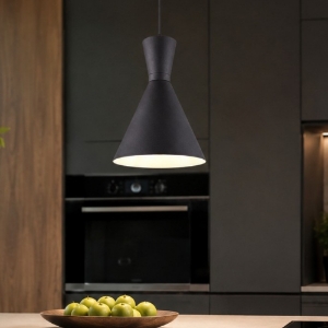 Lampada a sospensione per isola cucina conica nero opaco