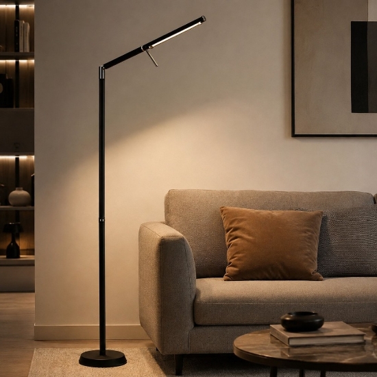 Lampada da terra design nero opaco led 3000k dimmerabile orientabile