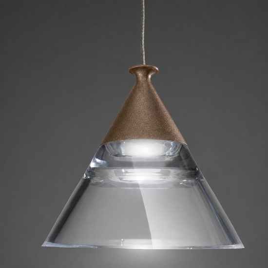 Lampadario a sospensione conico moderno ruggine led 35w cct 3000k 4000k