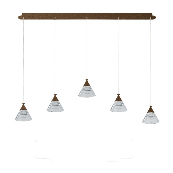 Lampadario a sospensione conico moderno ruggine led 35w cct 3000k 4000k