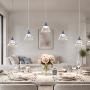 Lampadario a sospensione 5 pendenti moderno carta da zucchero led 35w cct 3000k 4000k