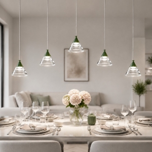 Lampadario a sospensione conico moderno verde oliva led 35w cct 3000k 4000k