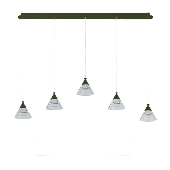 Lampadario a sospensione conico moderno verde oliva led 35w cct 3000k 4000k