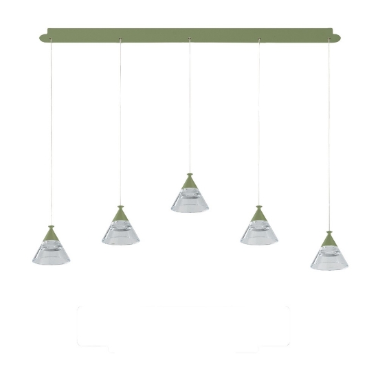 Lampadario a sospensione da sala moderno verde salvia led 35w cct 3000k 4000k