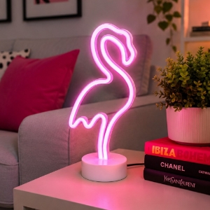Lampada da tavolo design fenicottero rosa led