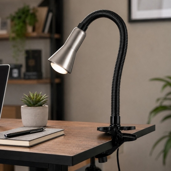 Lampada da scrivania alluminio 4w 3000k con morsetto