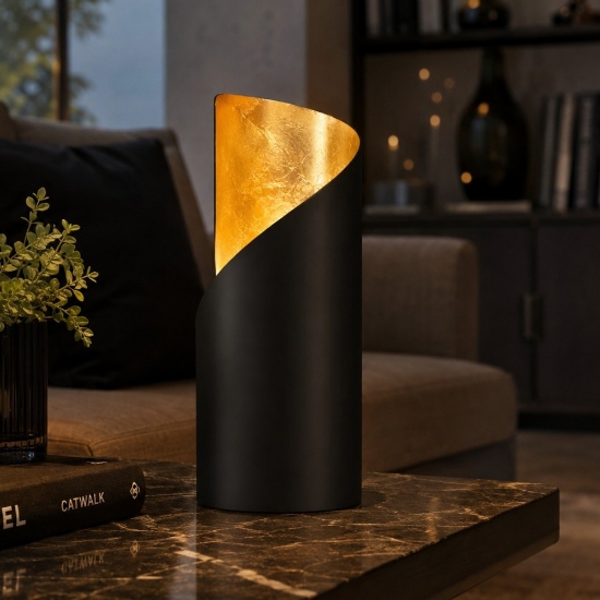 Lampada da tavolo cilindro nero opaco