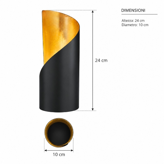 Lampada da tavolo cilindro nero opaco