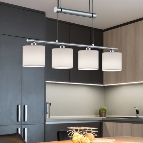 Lampadario per tavolo da pranzo bianco con 4 luci