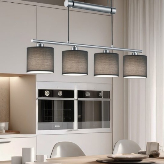 Lampadario per tavolo da pranzo a sospensione grigio con 4 luci