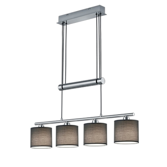 Lampadario per tavolo da pranzo a sospensione grigio con 4 luci