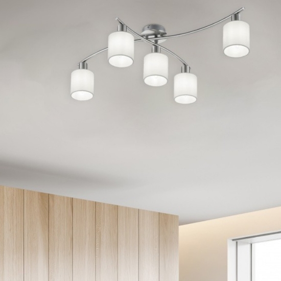 Plafoniera per soggiorno nichel opaco 75cm 5 luci
