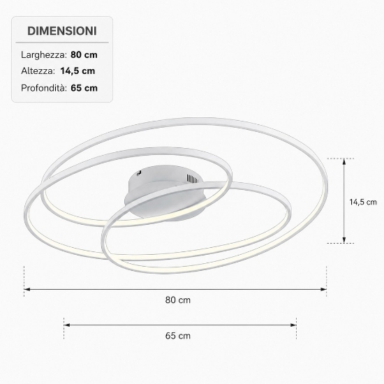 Plafoniera bianco opaco led 50w 3000k dimmerabile 80cm
