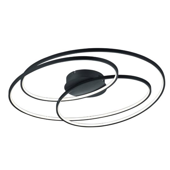 Plafoniera moderna cerchi concentrici nero opaco led 50w 3000k 80cm