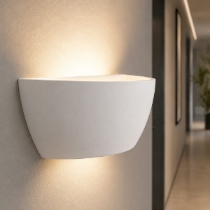 Applique da parete in gesso bianco design mezza luna