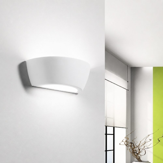 Applique da parete in gesso bianco design mezza luna