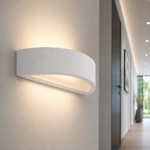 Applique lampada da parete in gesso bianco design mezza luna